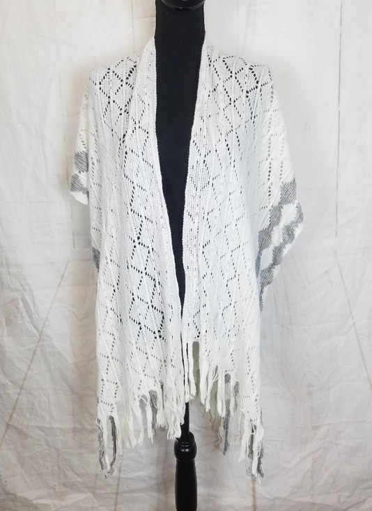 just be Sweaters - Just be open front Fringe hemline wrap sweater